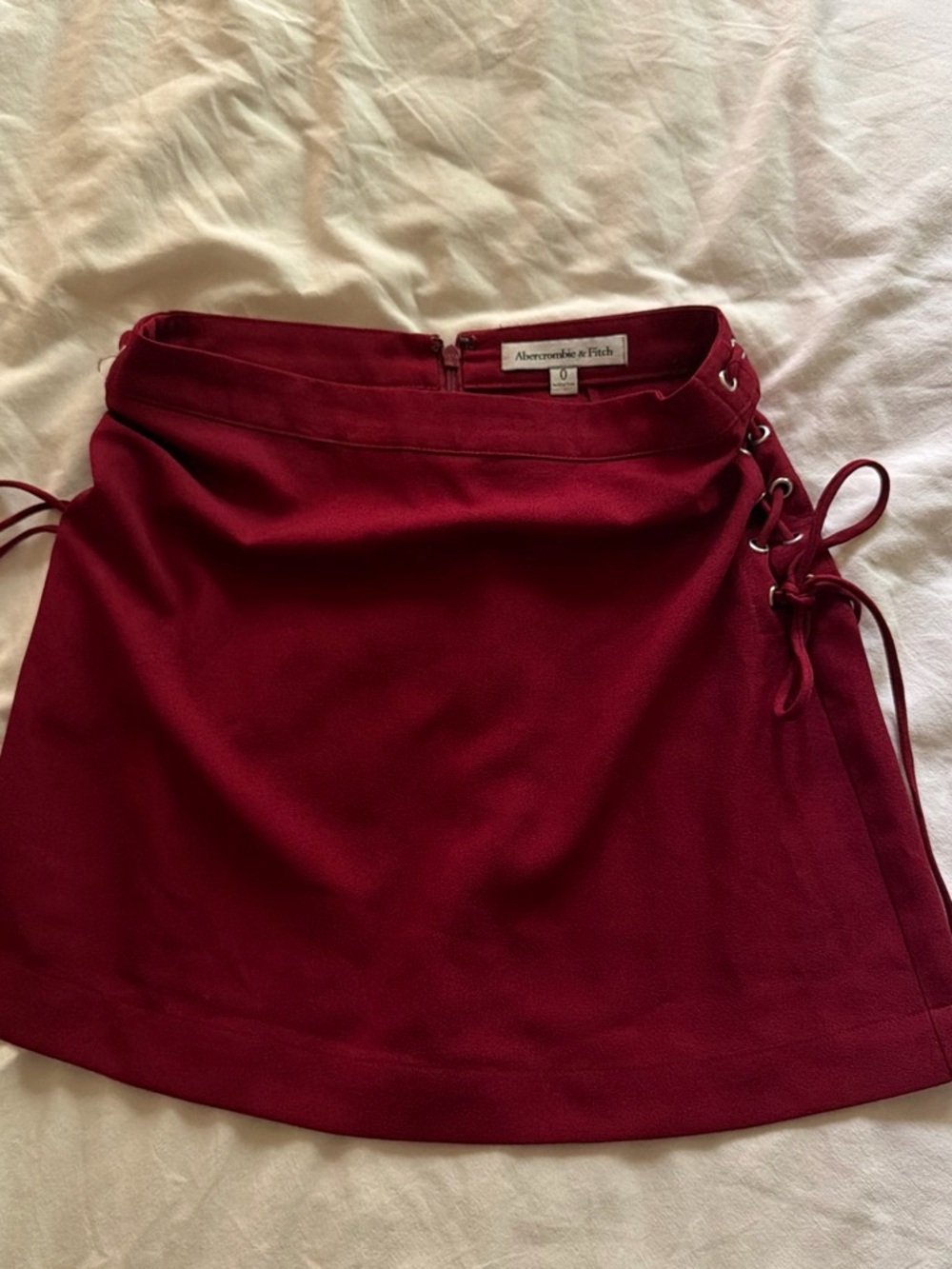 Abercrombie & Fitch Deep Wine Lace-Up Mini Skirt